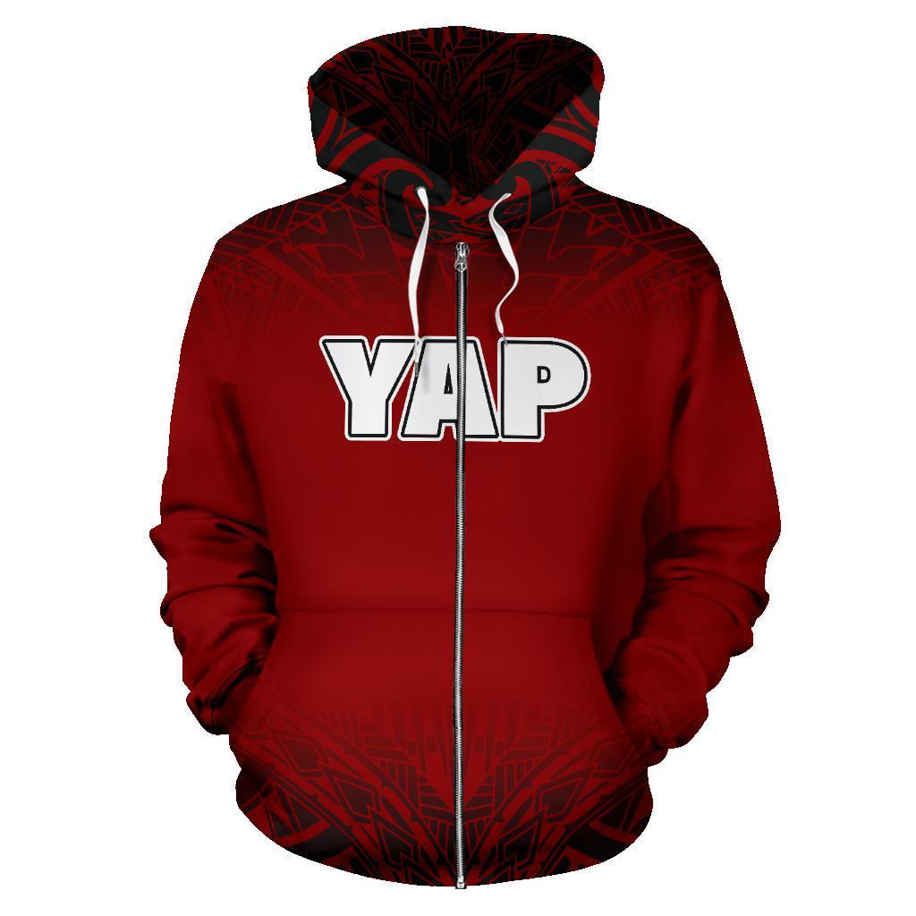 Yap All Over Zip-Up Hoodie Red Fog Style