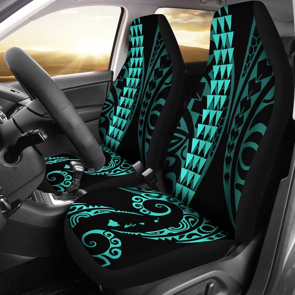Hawaii Kakau Turquoise Polynesian Car Seat Covers