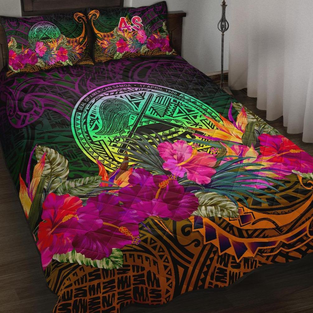 American Samoa Quilt Bed Set Summer Hibiscus