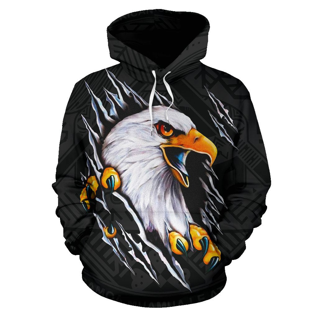 American Samoa All Over Hoodie Eagle Black