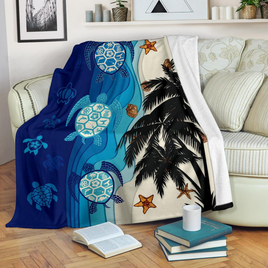 Hawaiian Sea Turtle Symbol Palm Premium Blanket