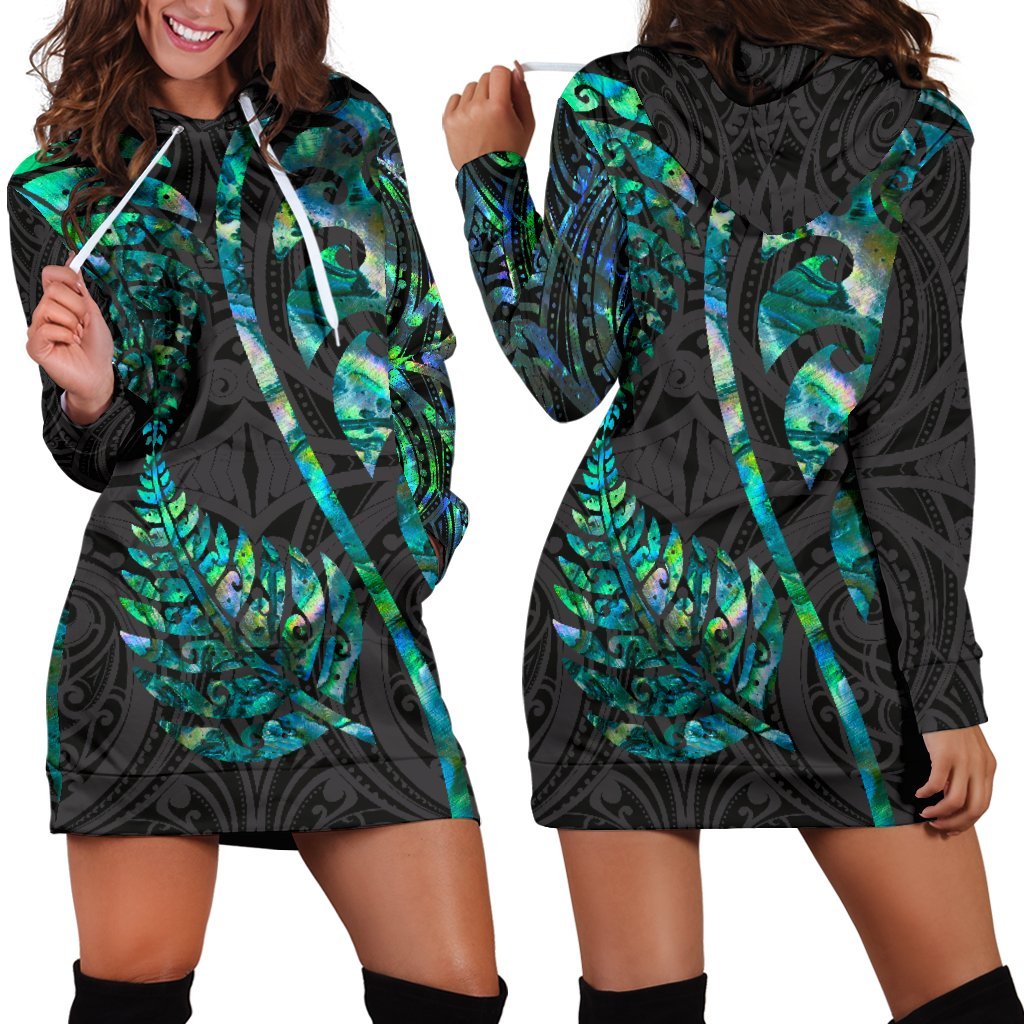 Aotearoa Maori Women Hoodie Dress Silver Fern Koru Vibes