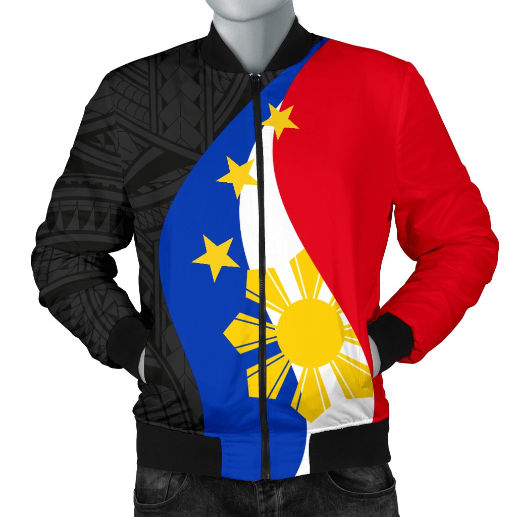 Philippines Men Bomber Jacket King Lapu Lapu Polynesian Pattern