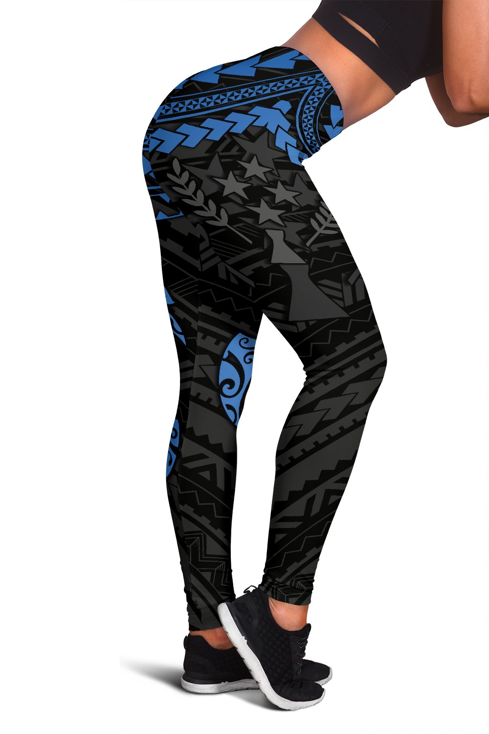 Kosrae Polynesian Leggings Women - Blue Turtle