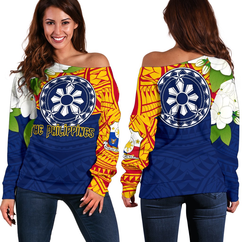 The Philippines Women's Off Shoulder Sweater Filipino Sampaguita