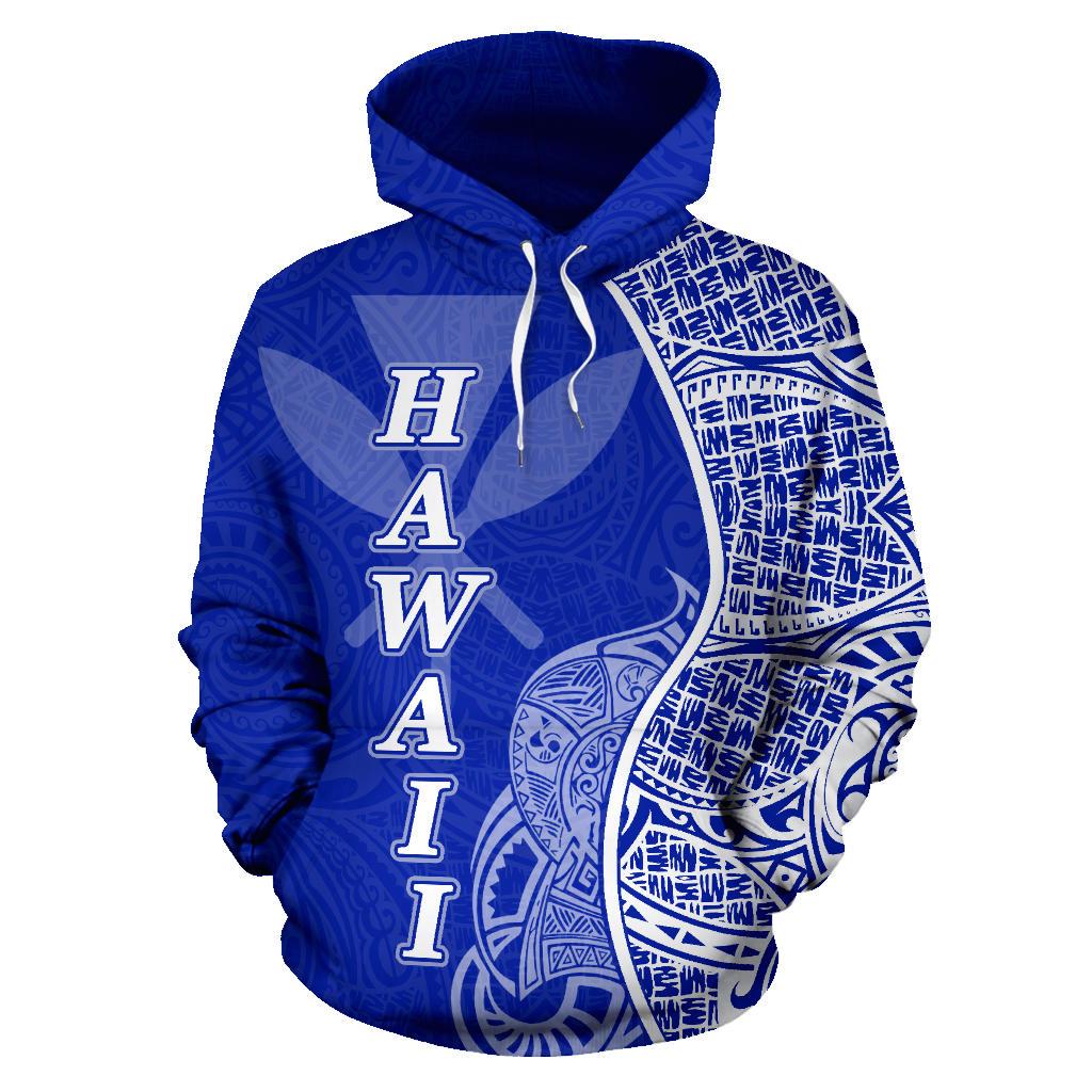 Polynesian Hawaii Hoodie Coconut Tree Blue