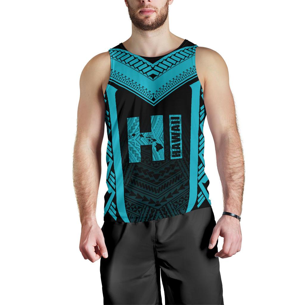 Hawaiian Kanaka Polynesian Men's Tank Top Active Blue