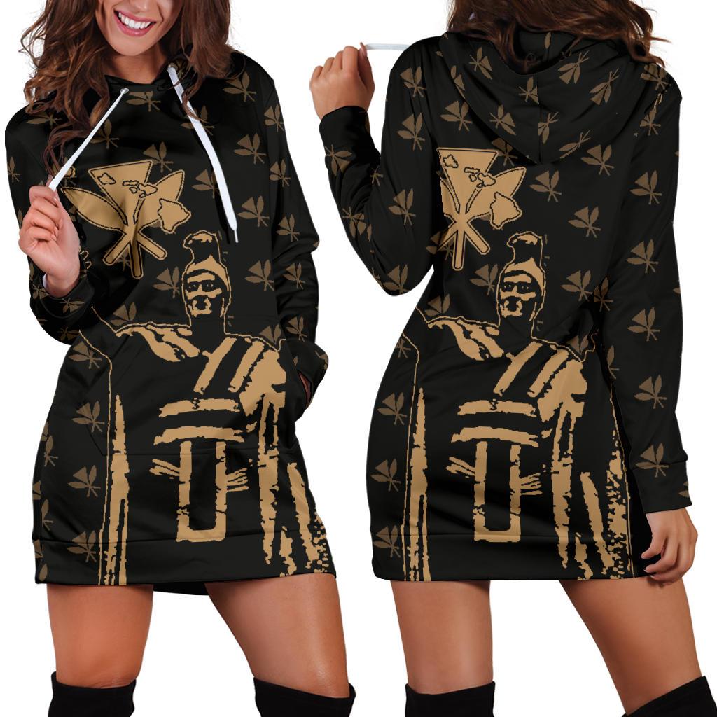 Hawaii King Kanaka Maoli Golden Women's Hoodie Dress
