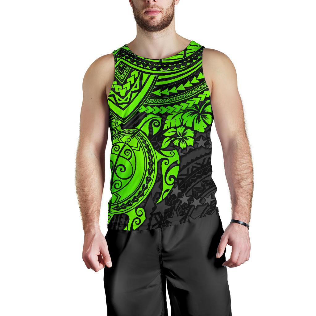 Cook Islands Polynesian Men's Tank Top Green Turtle