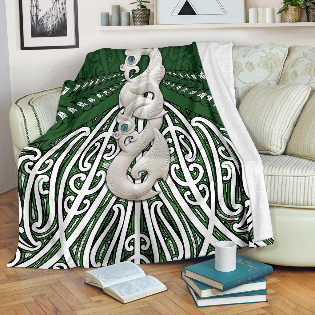 Maori Moko Tattoo Premium Blanket, Manaia Pounamu