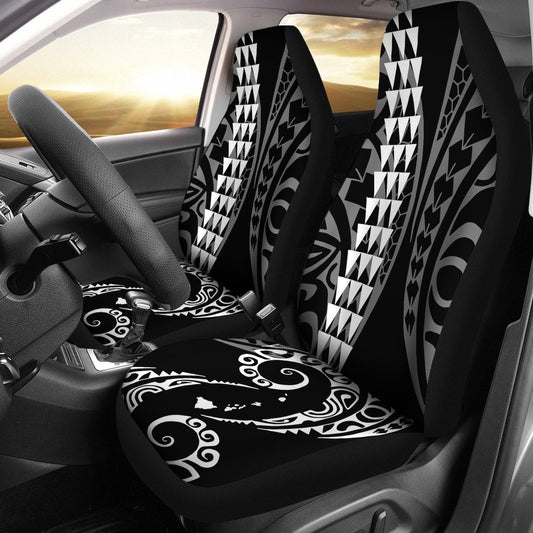 Hawaii Kakau White Polynesian Car Seat Covers