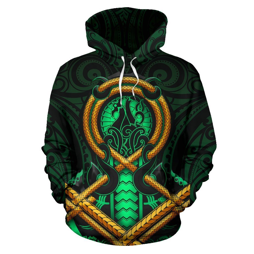 Maori New Zealand All Over Hoodie Manaia Green