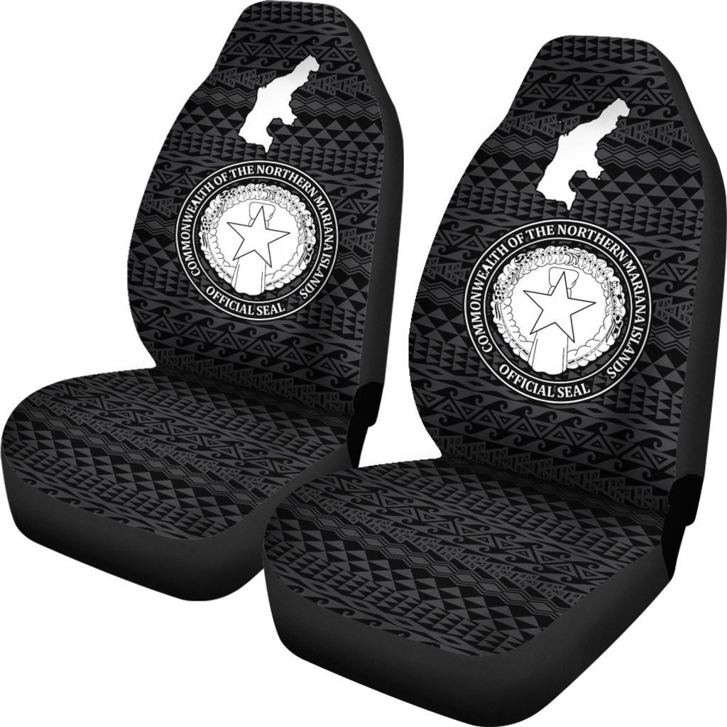Northern Mariana Islands Car Seat Cover Saipan Seal Map Black