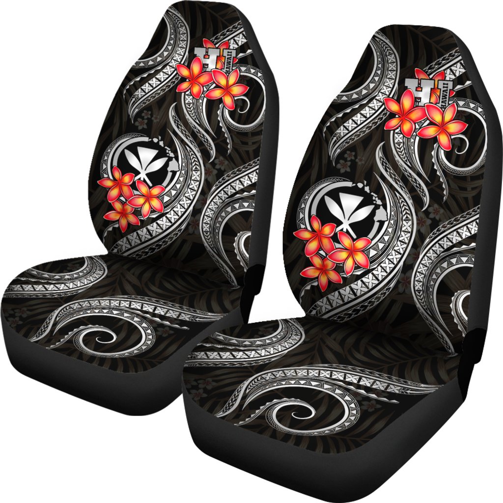 Polynesian Hawaii Car Seat Covers Black Plumeria