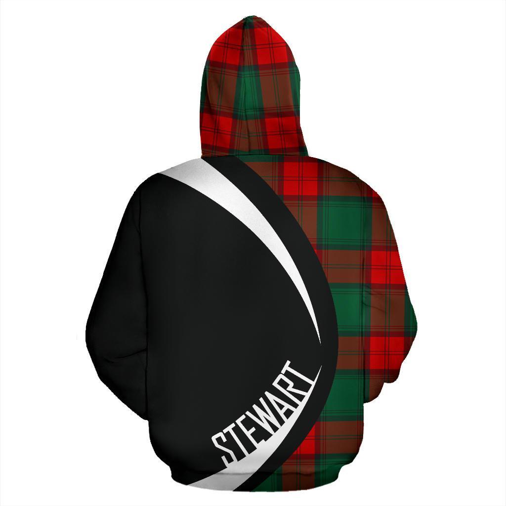 Printivon Stewart Atholl Modern Tartan Crest Hoodie Circle Style