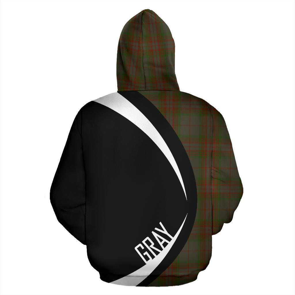 Printivon Gray Tartan Crest Hoodie Circle Style