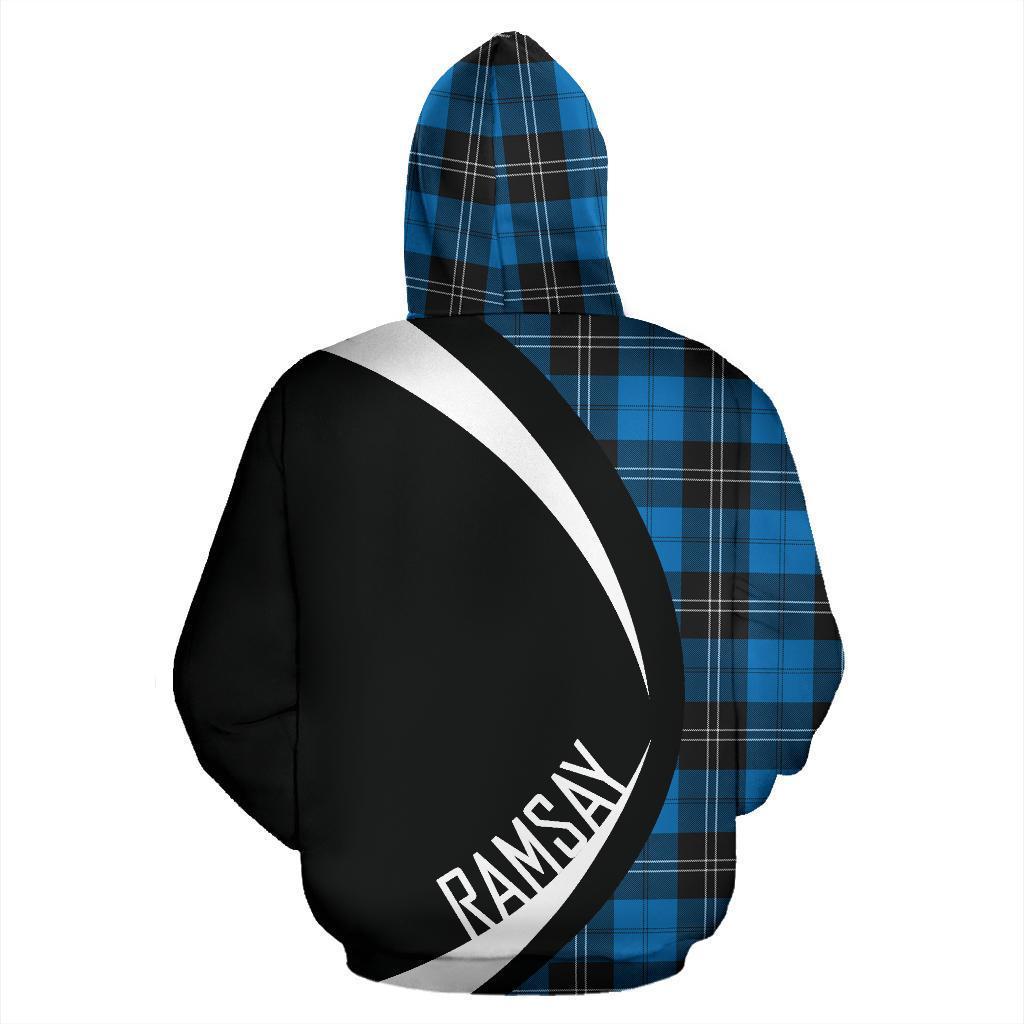 Printivon Ramsay Blue Ancient Tartan Crest Hoodie Circle Style