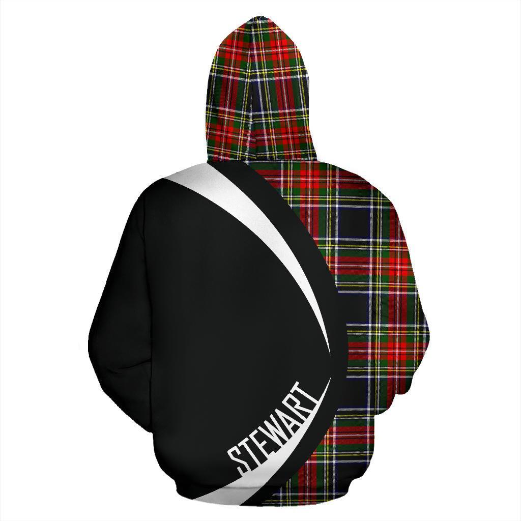 Printivon Stewart Black Tartan Crest Hoodie Circle Style