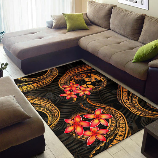 Tonga Polynesian Area Rug Gold Plumeria