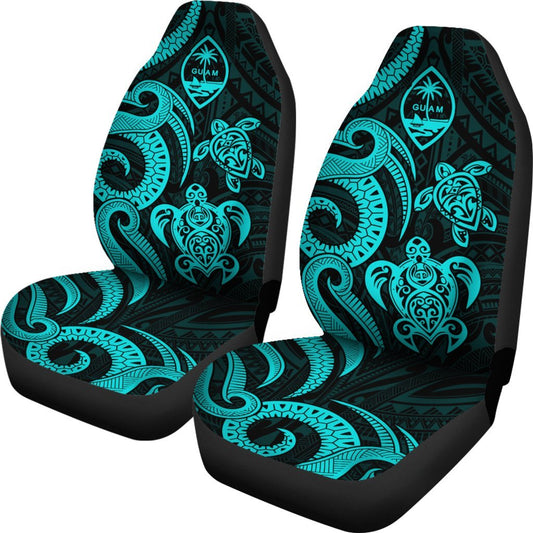 Guam Polynesian Car Seat Covers Turquoise Tentacle Turtle