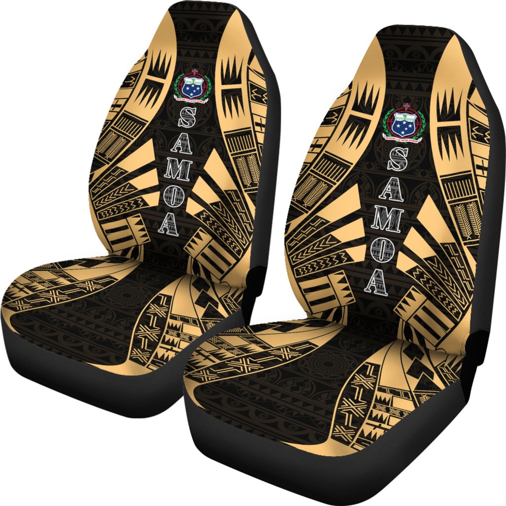 Samoa Car Seat Covers Polynesian Tattoo Gold
