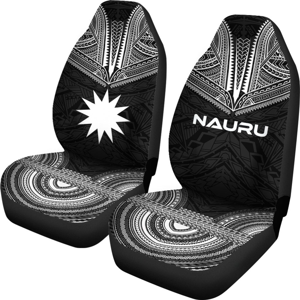 Nauru Car Seat Cover Nauru Flag Polynesian Chief Tattoo Black Version