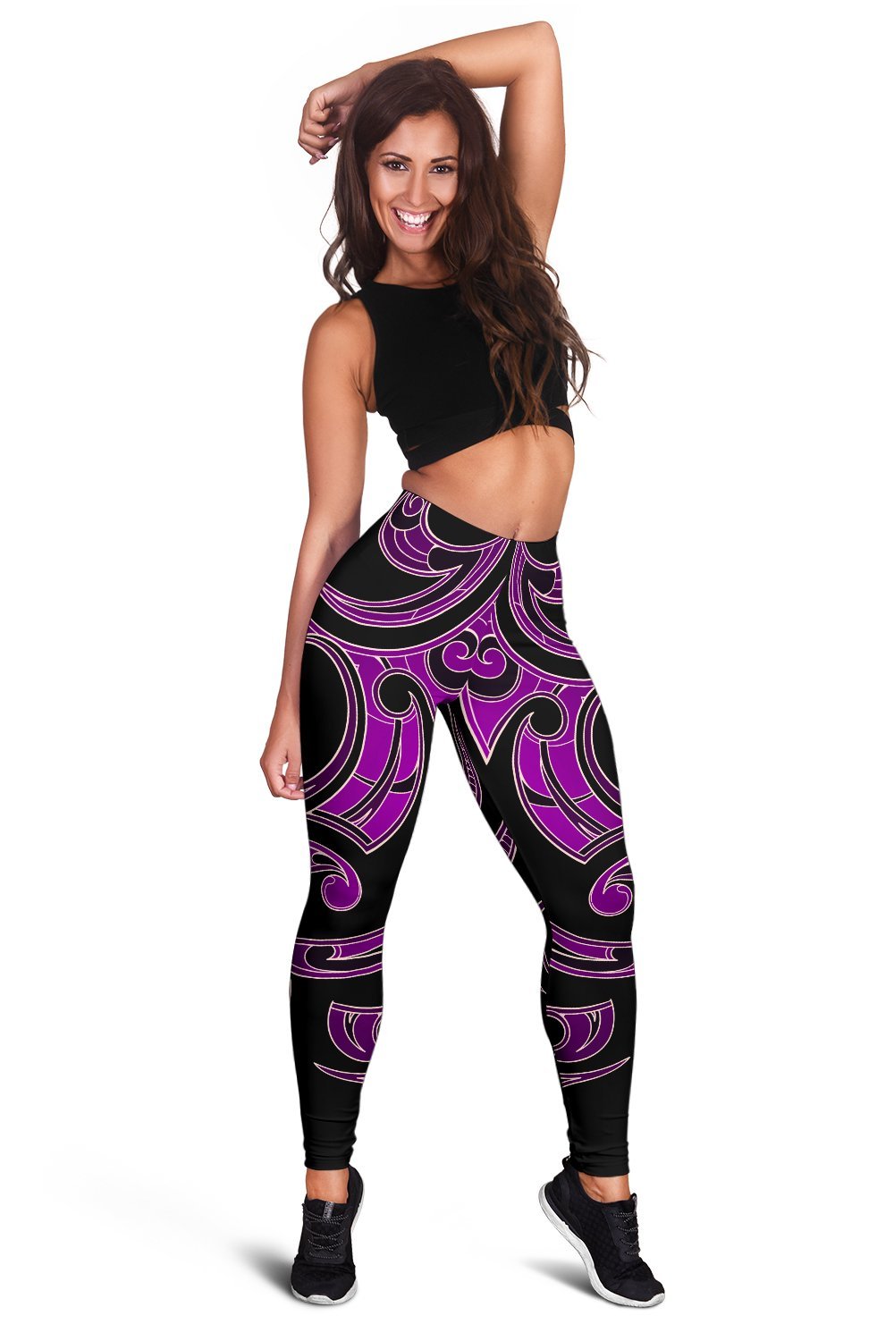 Hawaii Tribal Polynesian Women's Leggings - Purple - Juno Style - AH