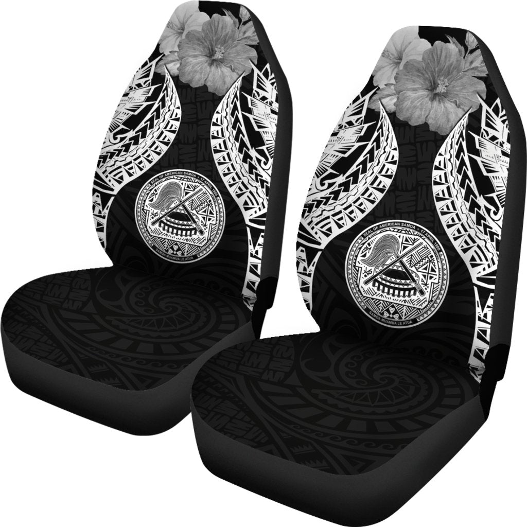 American Samoa Polynesian Car Seat Covers Pride Seal And Hibiscus Black
