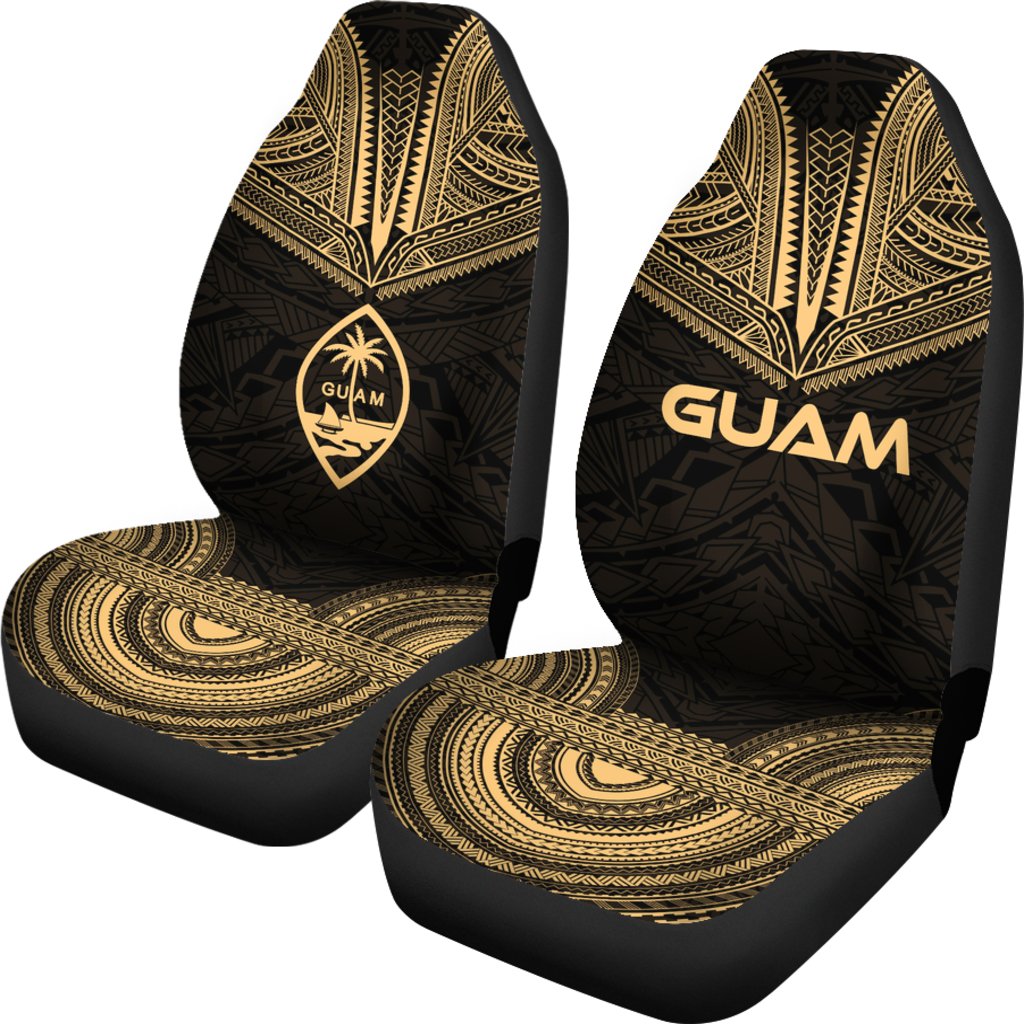 Guam Car Seat Cover Guam Coat Of Arms Polynesian Chief Tattoo Gold Version