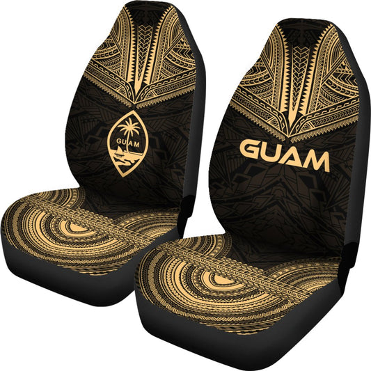 Guam Car Seat Cover Guam Coat Of Arms Polynesian Chief Tattoo Gold Version