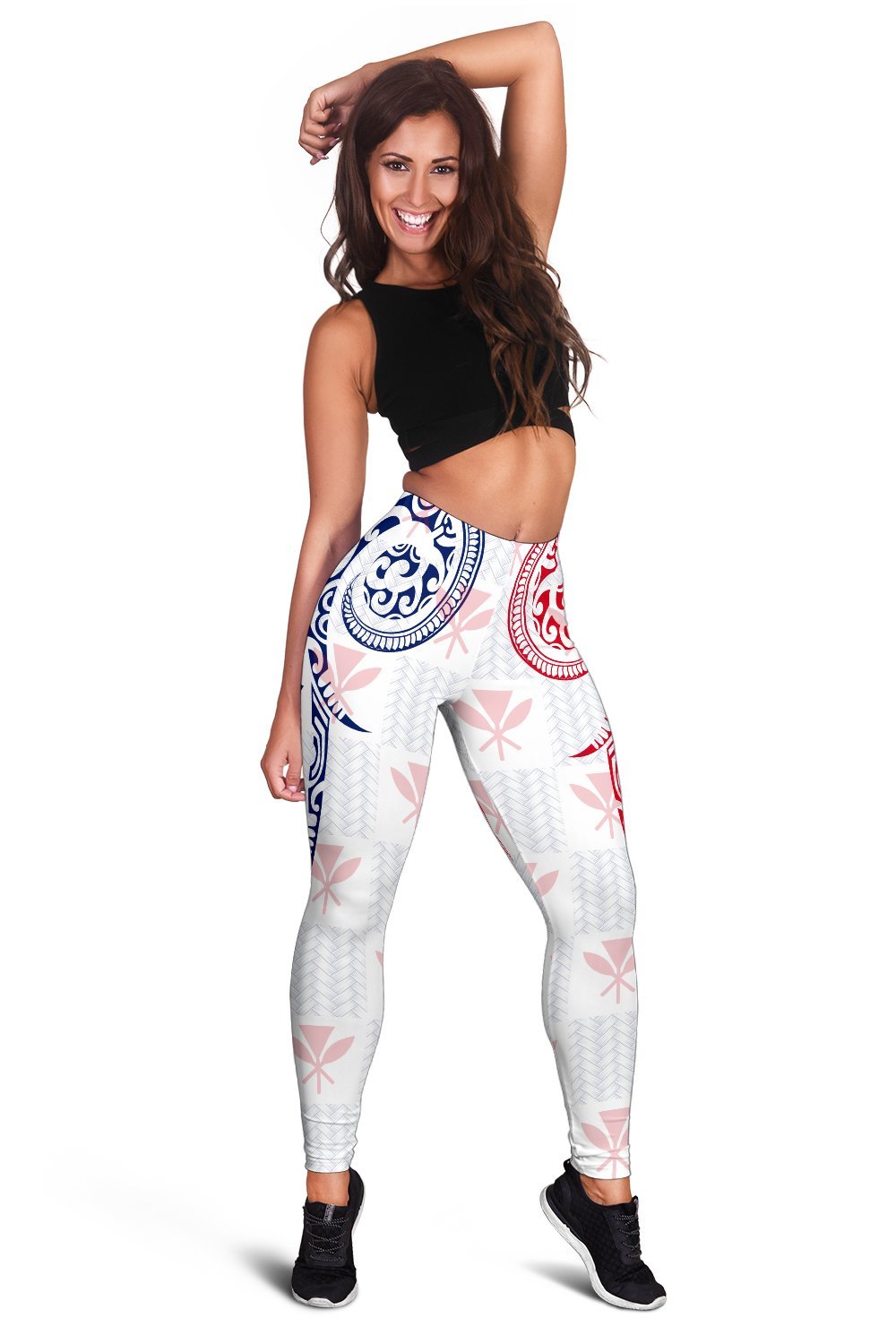 Hawaiian Kanaka Women's Leggings Flag Nation Demodern White AH