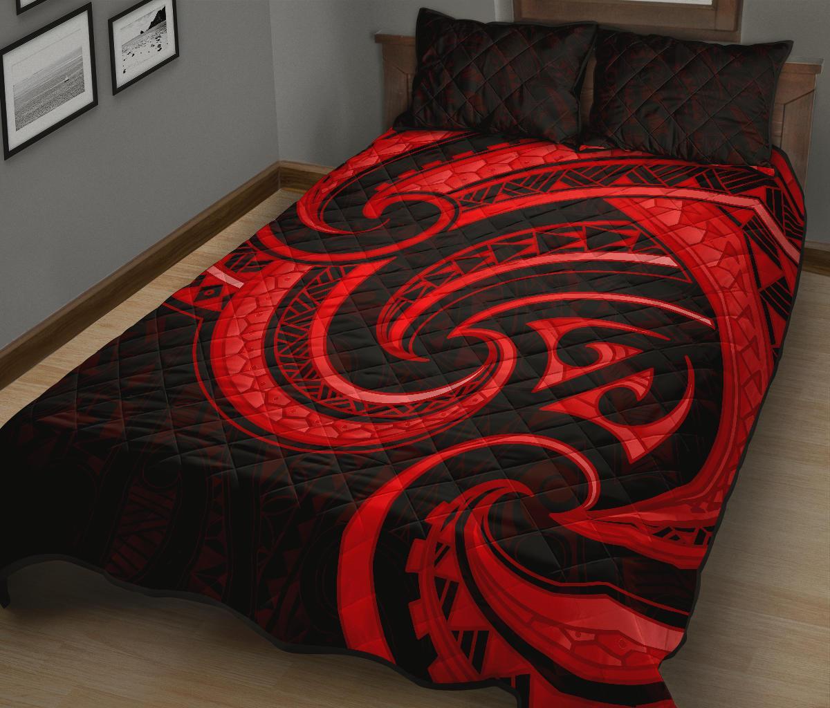 New Zealand Maori Mangopare Quilt Bed Set Polynesian Red