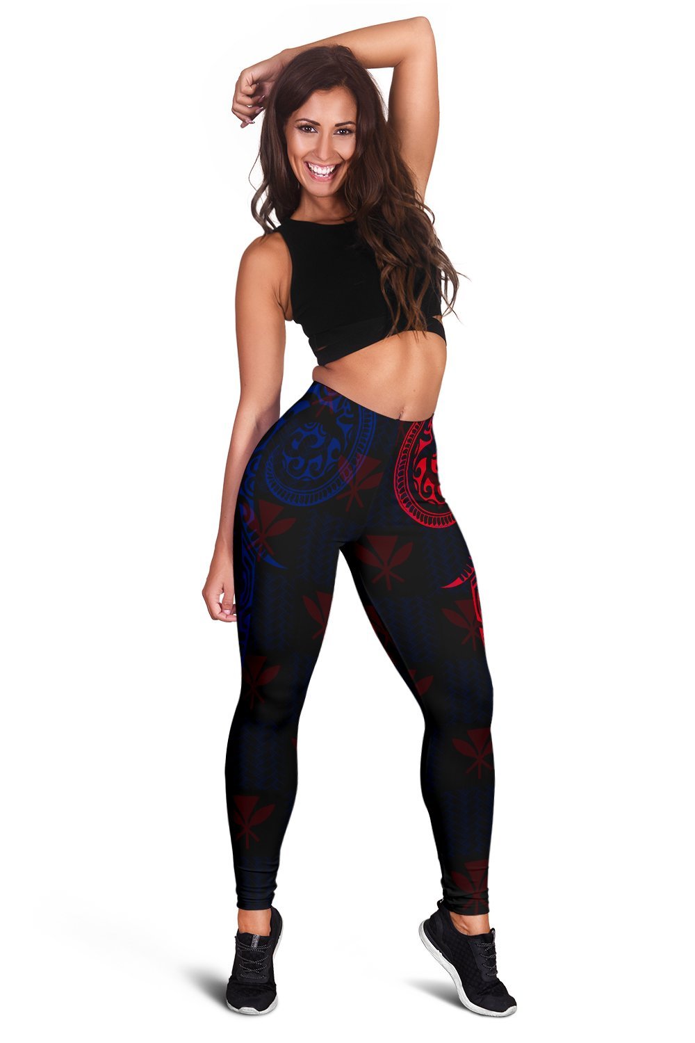 Hawaiian Kanaka Women's Leggings Flag Nation Black Demodern AH