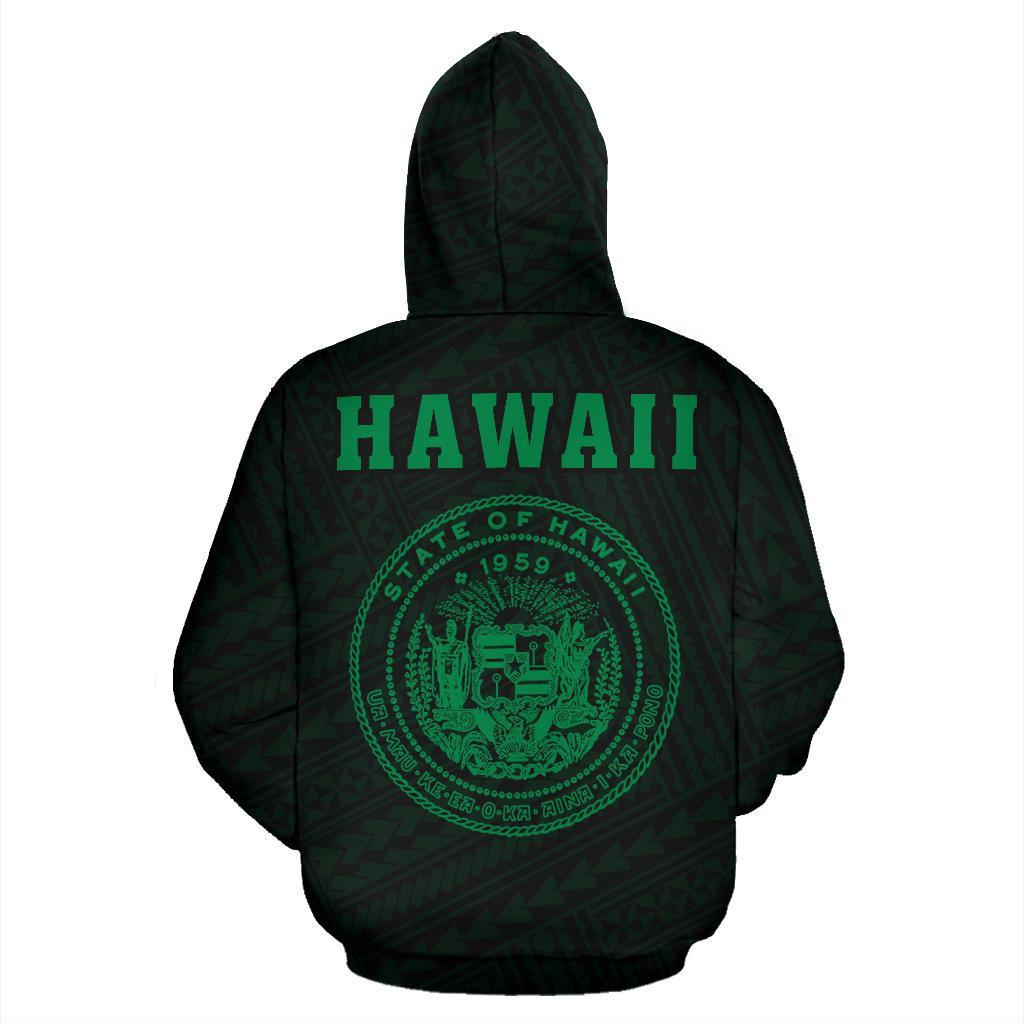 Polynesian Kakau Seal Of Hawaii Zip Hoodie Green