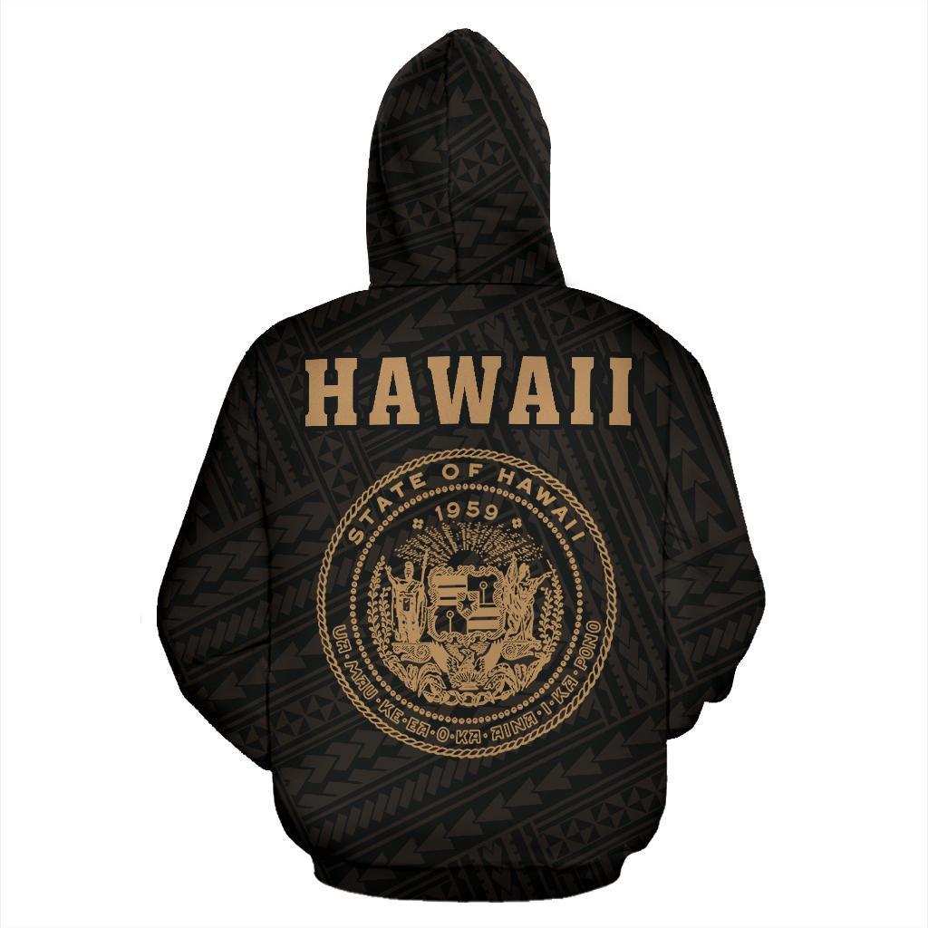 Polynesian Kakau Seal Of Hawaii Zip Hoodie Gold
