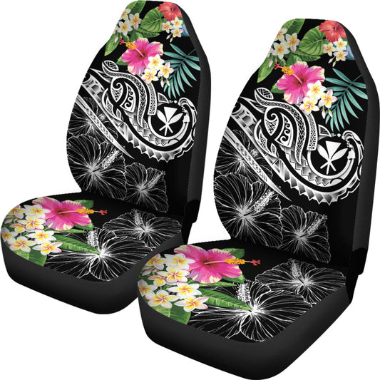Polynesian Hawaii Kanaka Maoli Car Seat Covers Summer Plumeria (Black)
