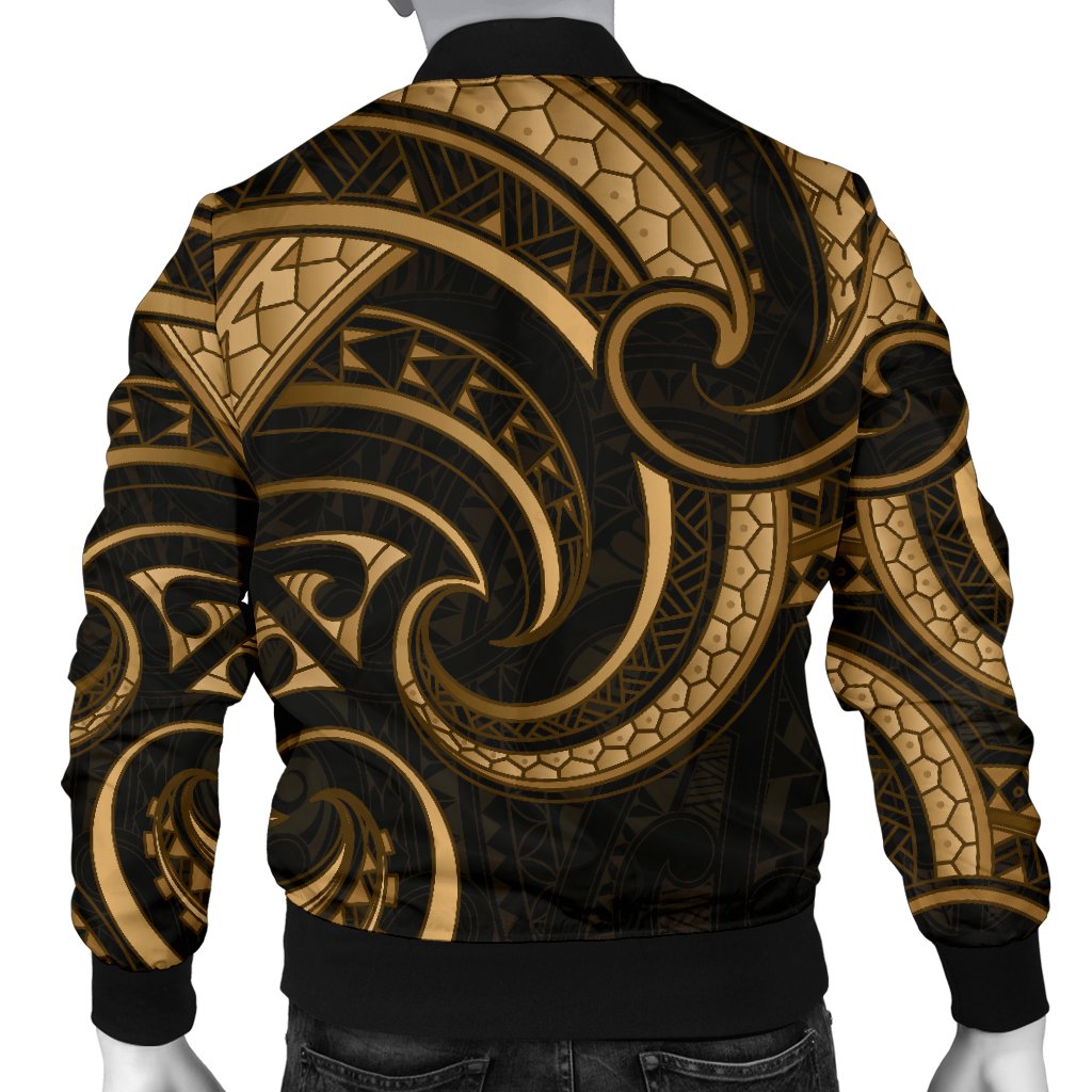 New Zealand Maori Mangopare Men Bomber Jacket Polynesian Gold