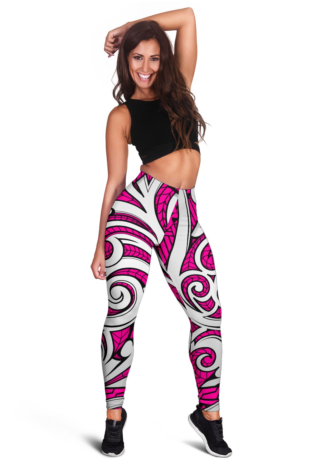 Polynesian Maori Ethnic Ornament Pink Hawaii Women's Leggings AH