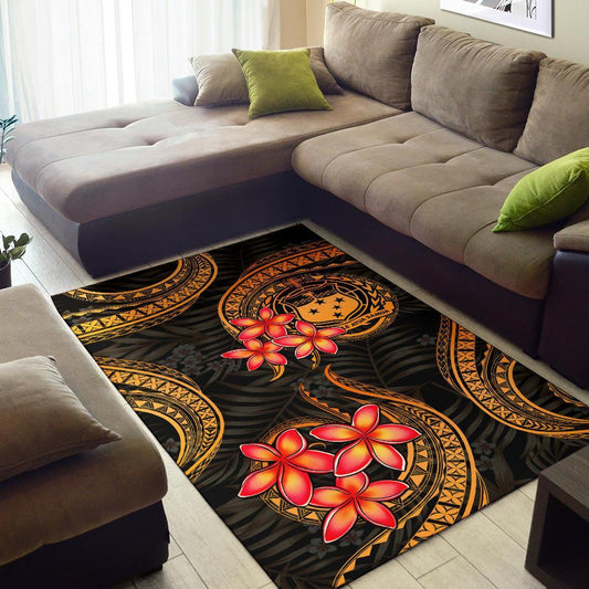 Samoa Polynesian Area Rug Gold Plumeria