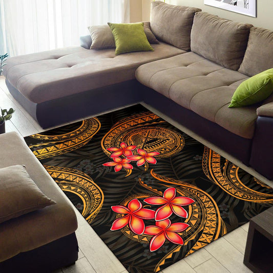 American Samoa Polynesian Area Rug Gold Plumeria