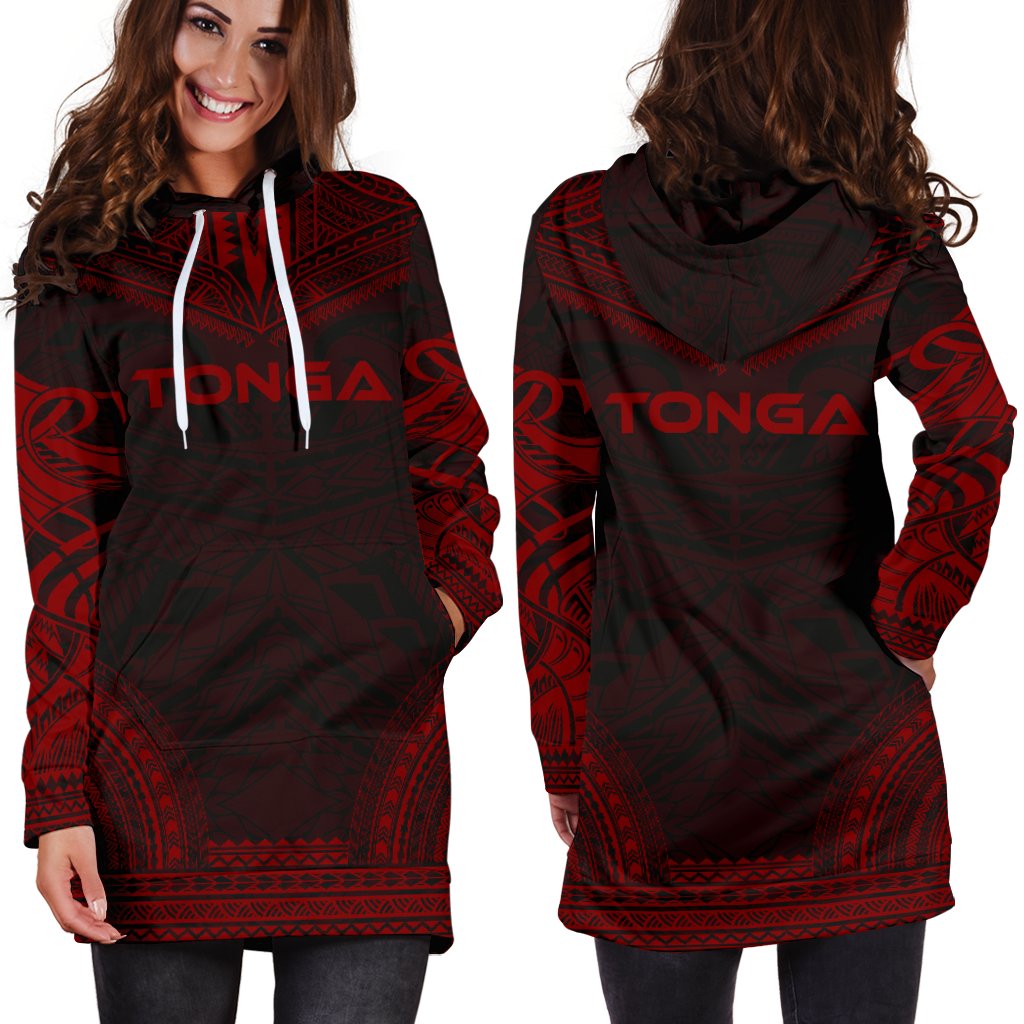 Tonga Women's Hoodie Dress Polynesian Red Chief