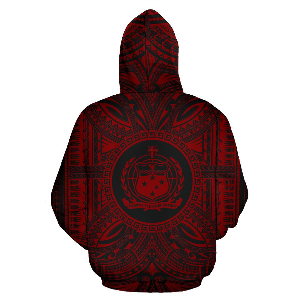 Samoa ll Over Hoodie Samoa Coat Of rms Polynesian Red Black