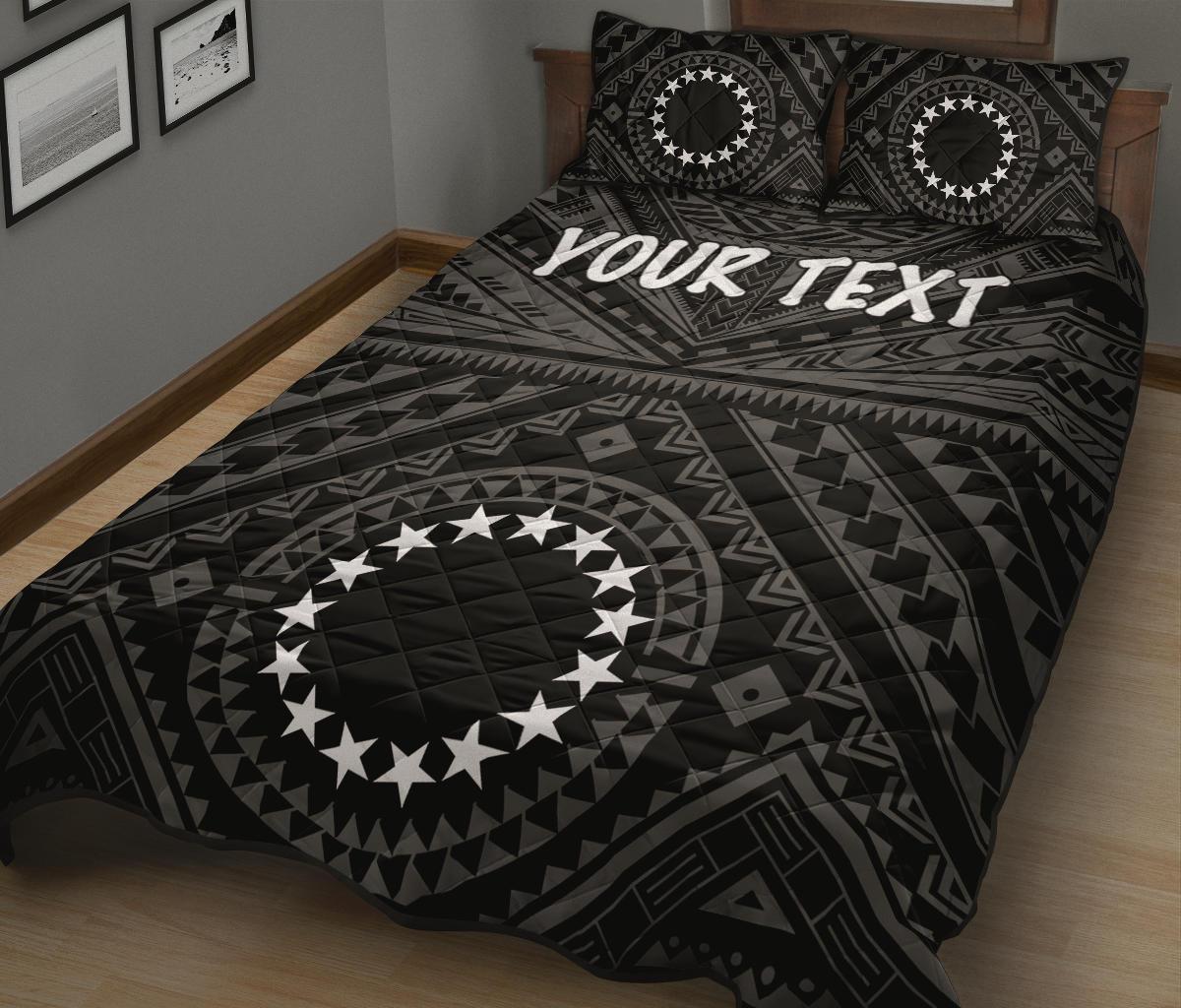 Cook Island Personalised Quilt Bed Set Seal With Polynesian Tattoo Style ( Black)