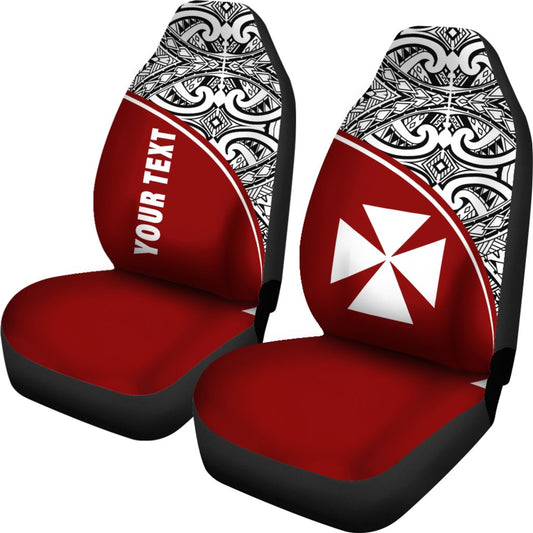 Wallis and Futuna Custom Personalised Car Seat Covers Wallis and Futuna Coat Of Arms Polynesian Red Curve