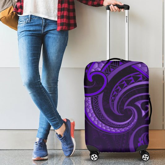 New Zealand Maori Mangopare Luggage Cover Polynesian Purple