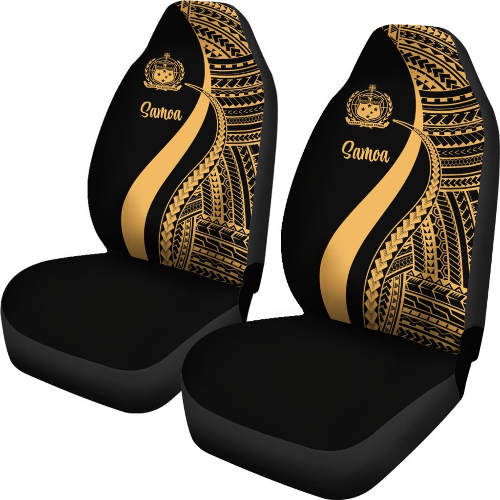 Samoa Car Seat Covers Gold Polynesian Tentacle Tribal Pattern
