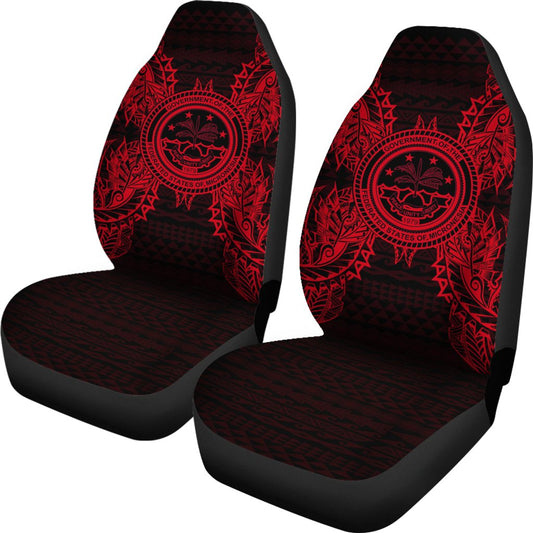 Federated States Of Micronesia Polynesia Car Seat Cover F S M Seal Map Red