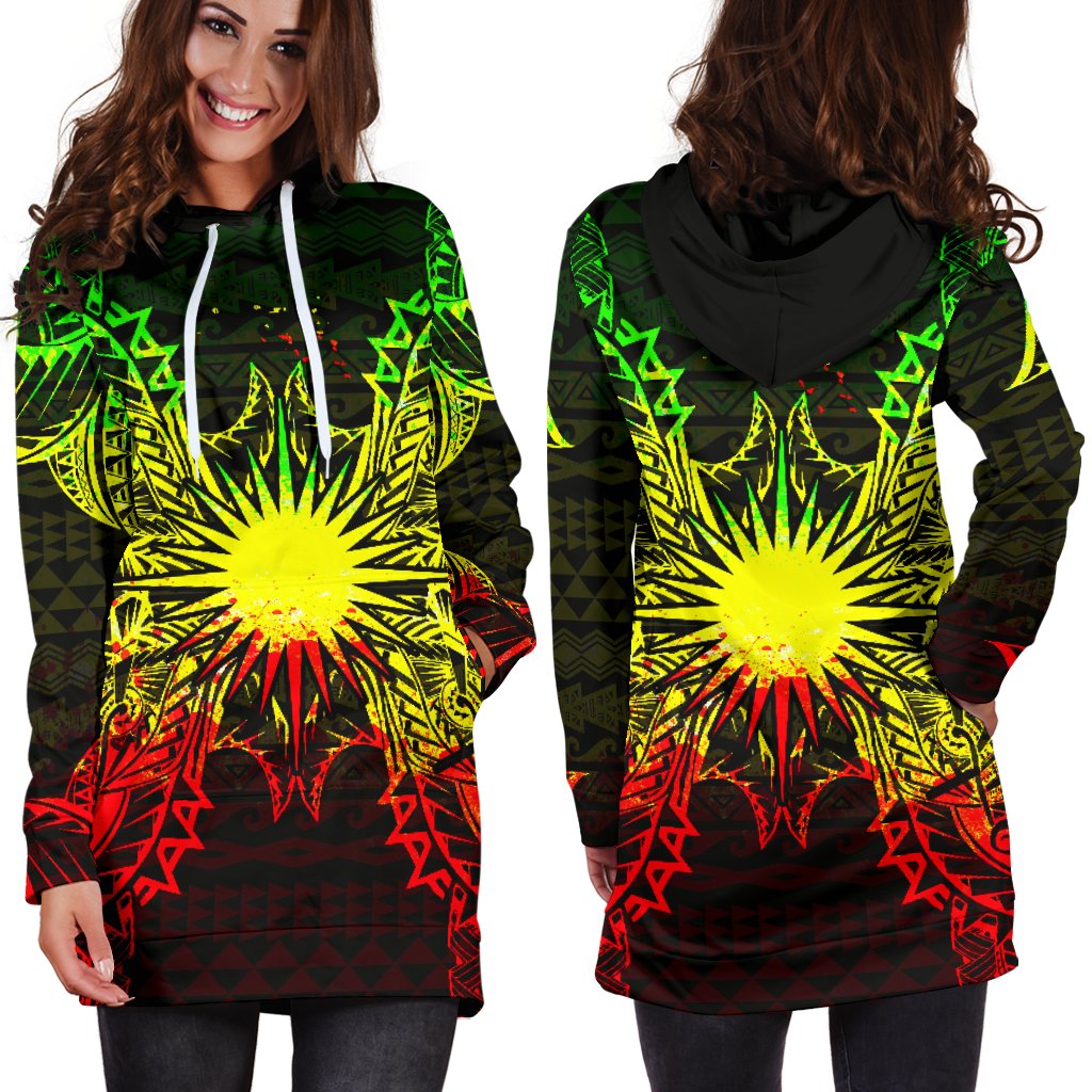 Marshall Islands Polynesian Hoodie Dress Map Reggae