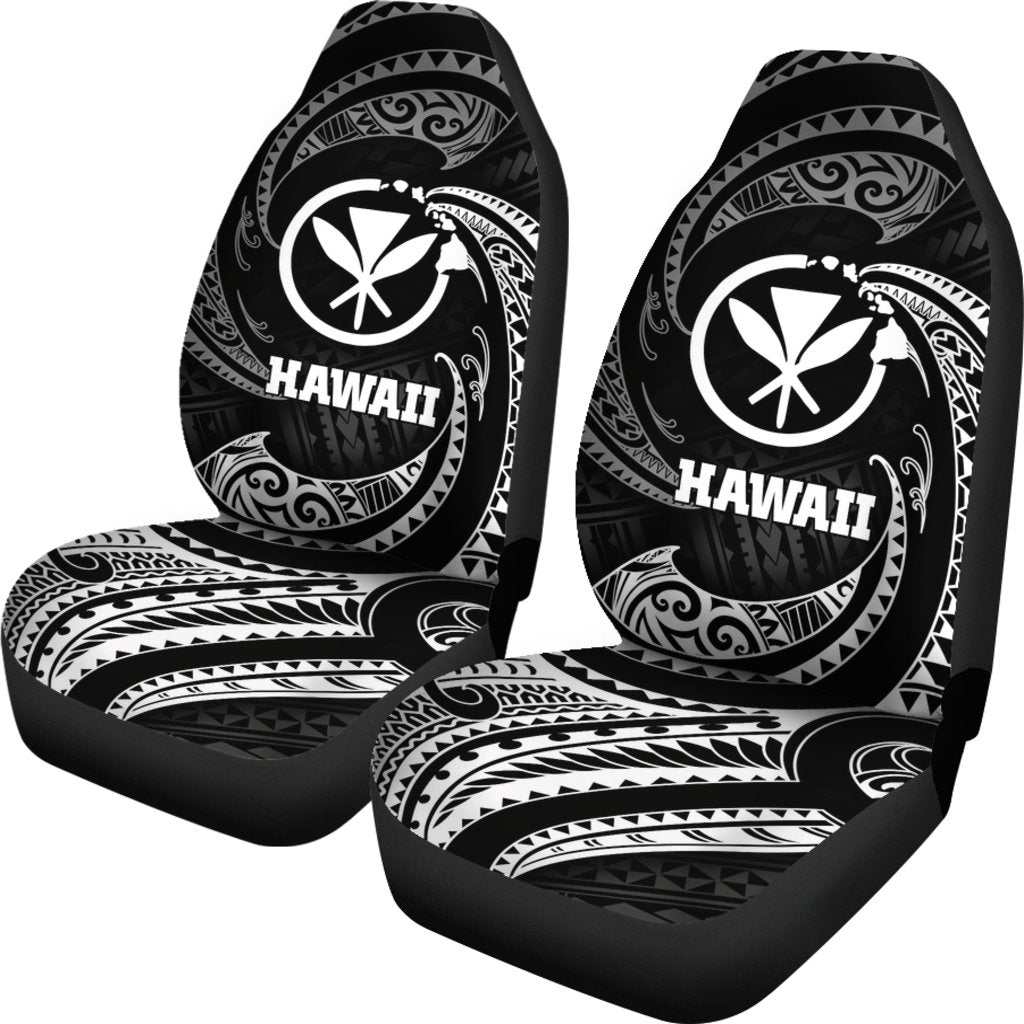 Hawaii Polynesian Car Seat Covers White Tribal Wave