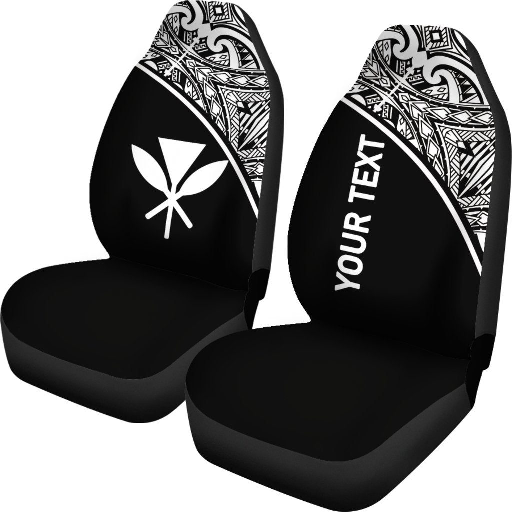 Hawaii Custom Personalised Car Seat Covers Kanaka Maoli Polynesian Curve Black